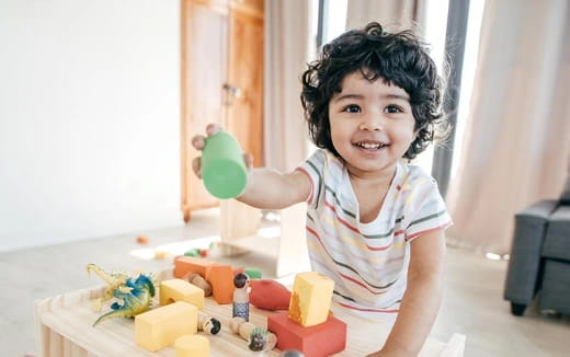a child playing with toys