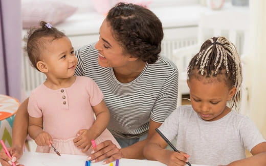 a person and two children