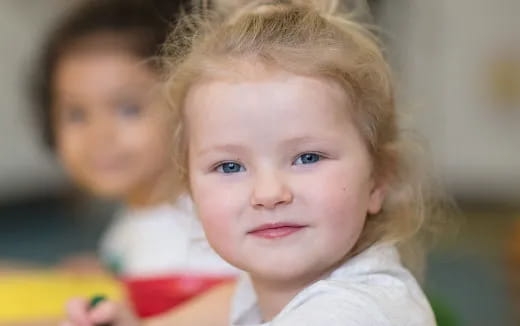 a close-up of a young girl