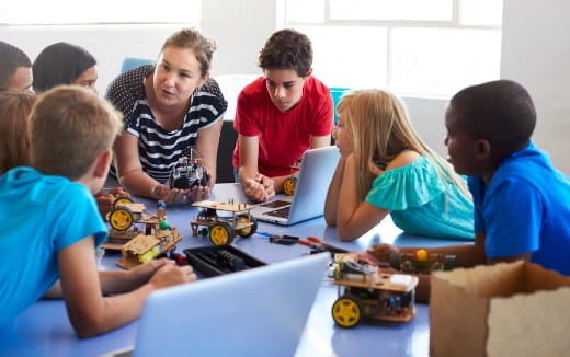 a group of kids playing with toys