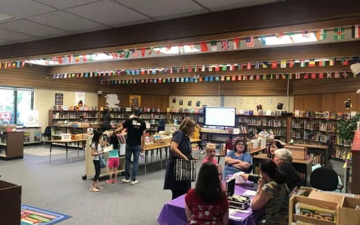 a group of people in a room