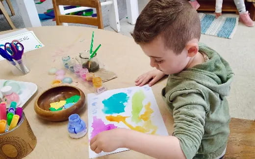 a child drawing on a paper