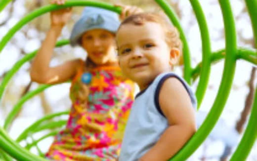 a couple of children in a tree