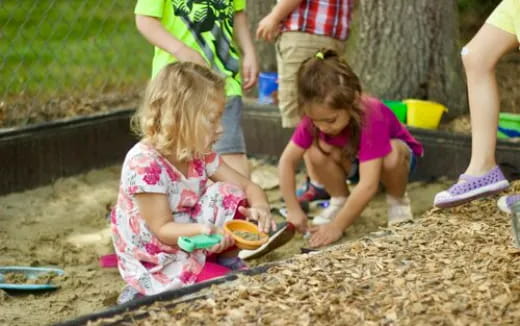 a group of children playing in the sand