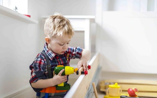 a child playing with toys