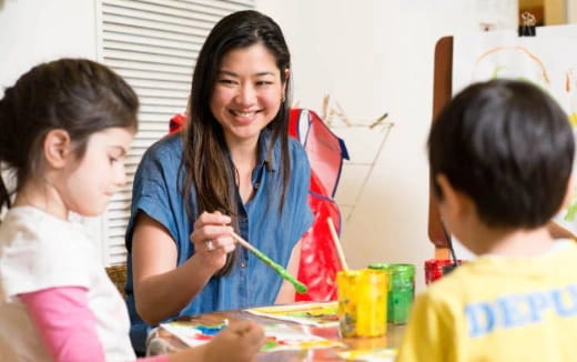 a person and two children