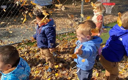 a group of children playing in a yard