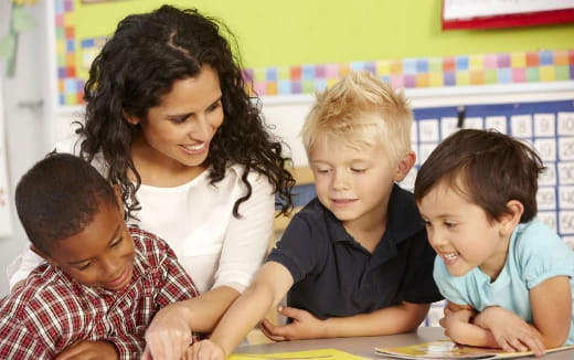 a teacher and her students