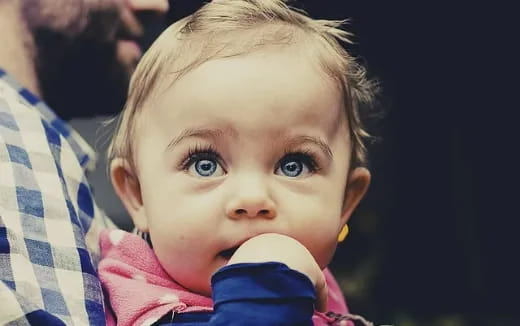 a baby with blue eyes