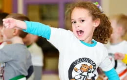 a young girl with her mouth open