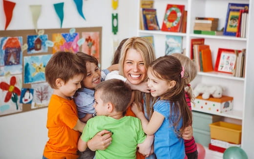 a person and several children