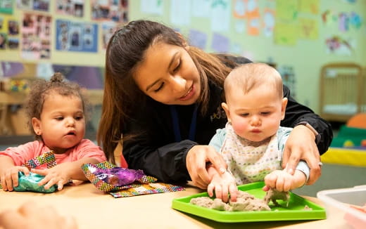 a person and two children