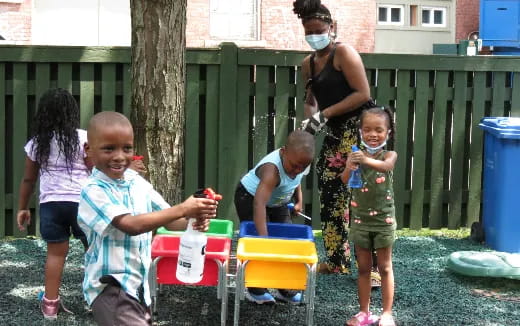 a group of people outside