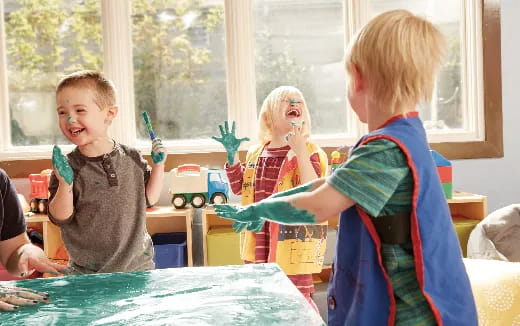 a group of children in a room