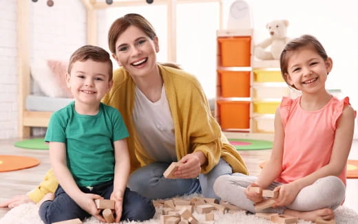 a person and two children