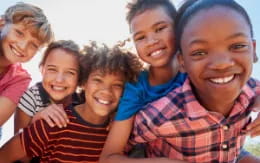 a group of people smiling