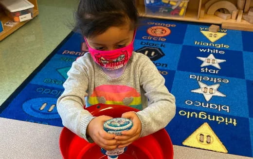 a child wearing a mask