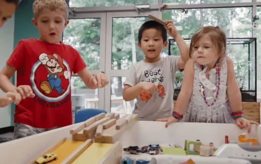 a group of children in a room