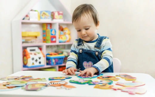 a child coloring on a table