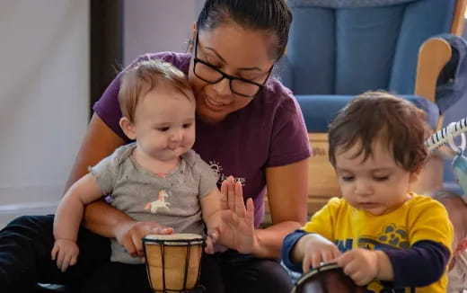 a person and two children