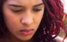 a woman with pink hair