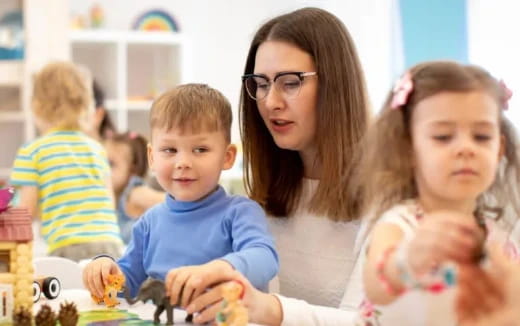 a person and two children