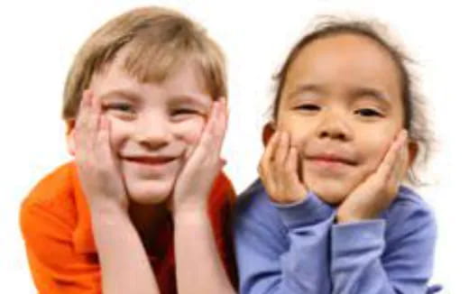 a boy and girl smiling