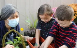 a person and two children