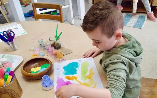 a child coloring on a paper