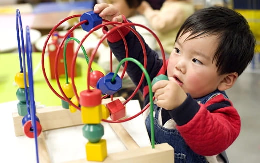 a child playing with toys