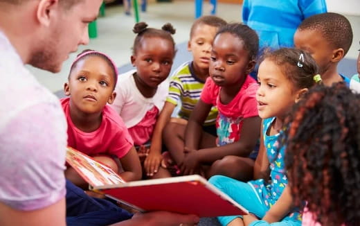 a group of children sitting together