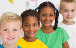 a group of children smiling