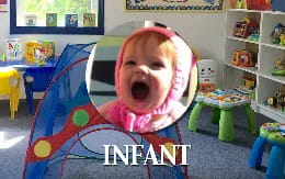 a baby in a highchair