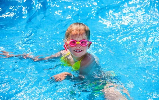 a child in a pool