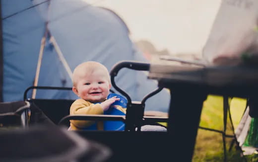 a baby in a chair