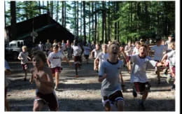 a group of children running