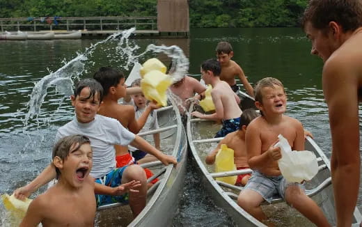 a group of people in a boat