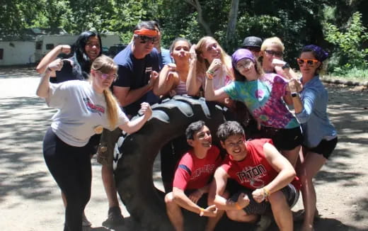 a group of people posing for a photo