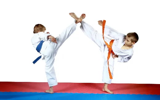 a few boys practicing karate