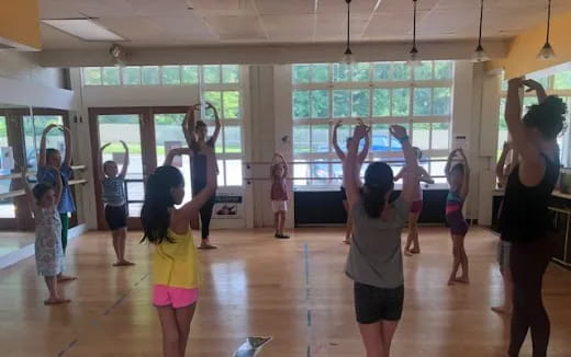 a group of people exercising