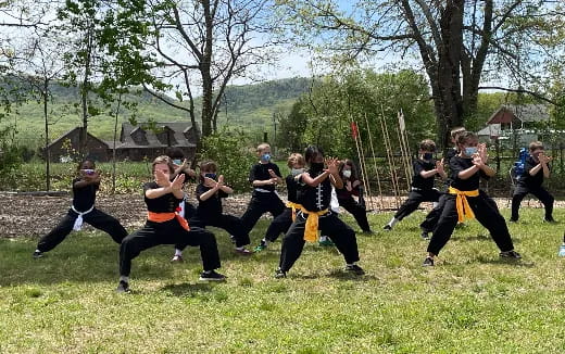 a group of people in a field
