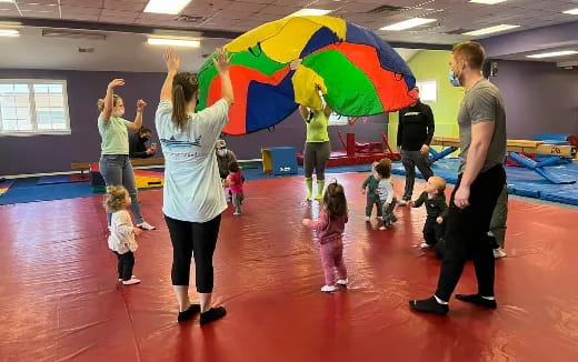 a group of people in a room