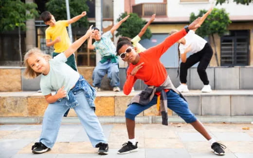 a group of people jumping