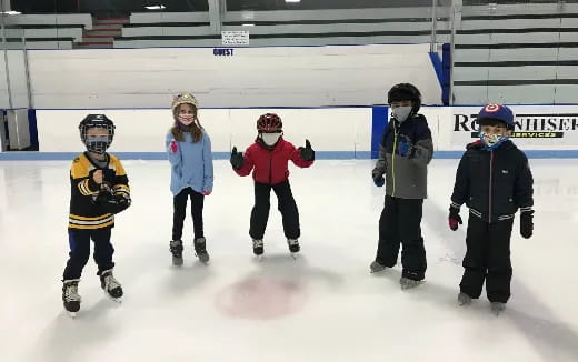 a group of people on ice