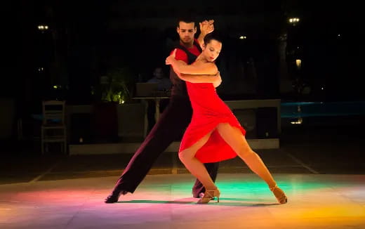 a man and woman dancing