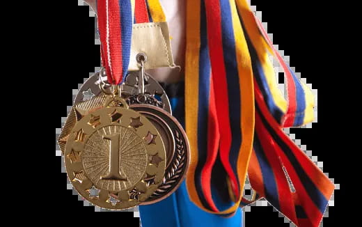 a medal with a flag