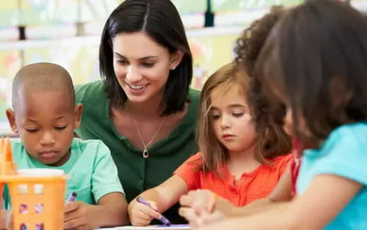 a person and several children