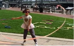 a person running on a track