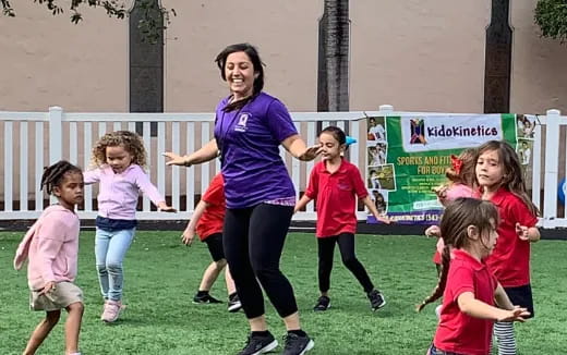 a person running with kids