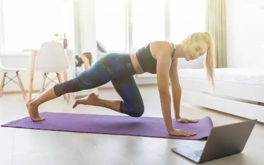 a woman doing yoga